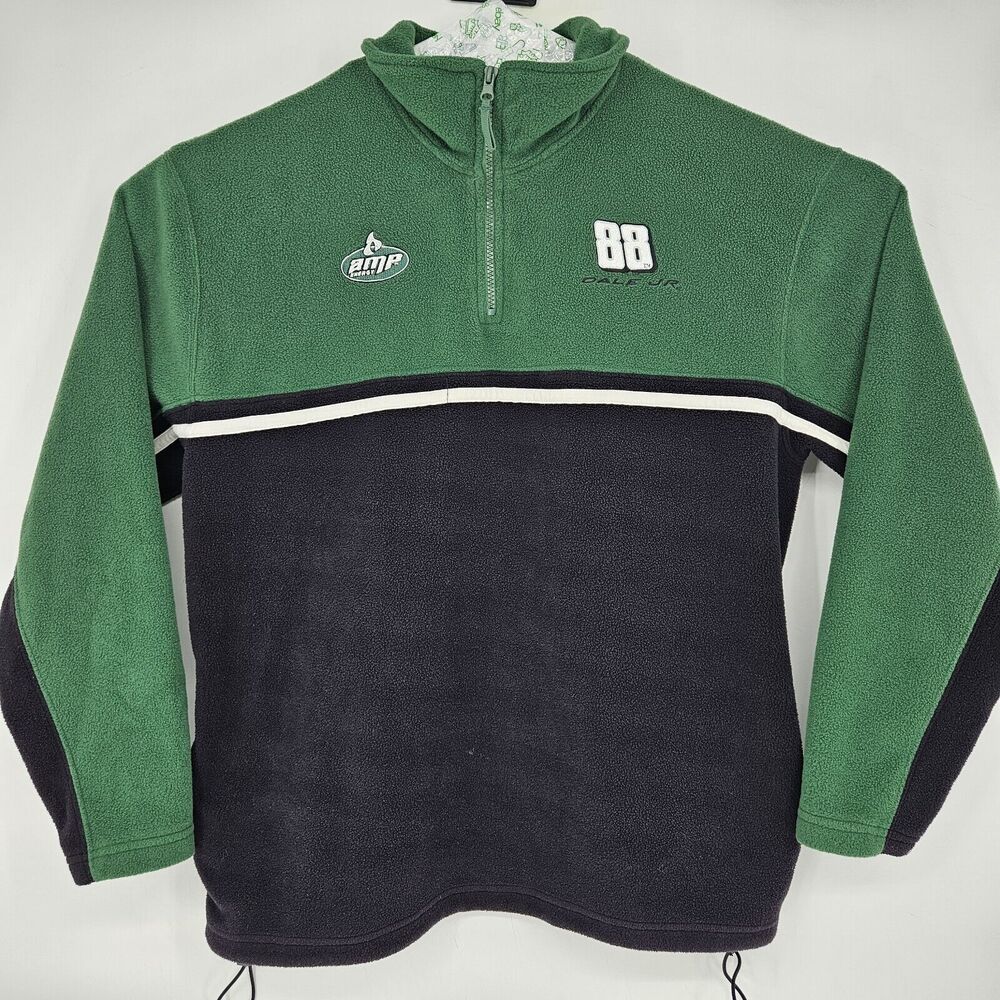Dale Earnhardt Jr Fleece Mens Large #88 Amp Green Nascar 1/4 Zip‎ Winners Circle